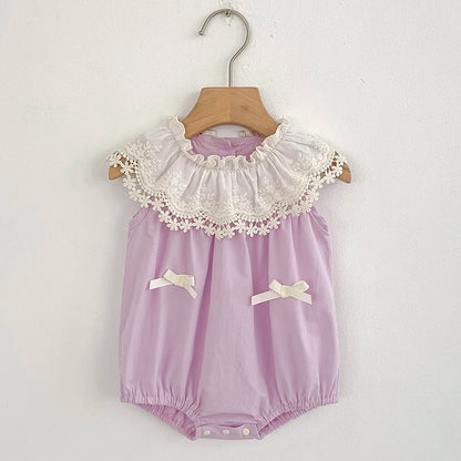 Vestido de encaje con cuello de pétalo para hermanas, peleles para bebés, ropa para niñas, vestido de princesa para fiesta con lazo, ropa dulce y bonita para niños