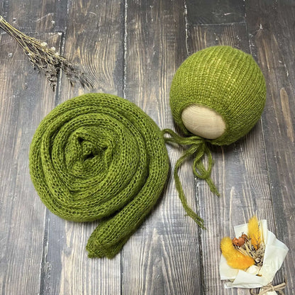 Accesorios de fotografía recién nacido elásticos Don & Judy, conjunto de envoltura con sombrero, Mohair tejido a mano suave, fondo para sesión de fotos de bebés, juegos de 2 uds.