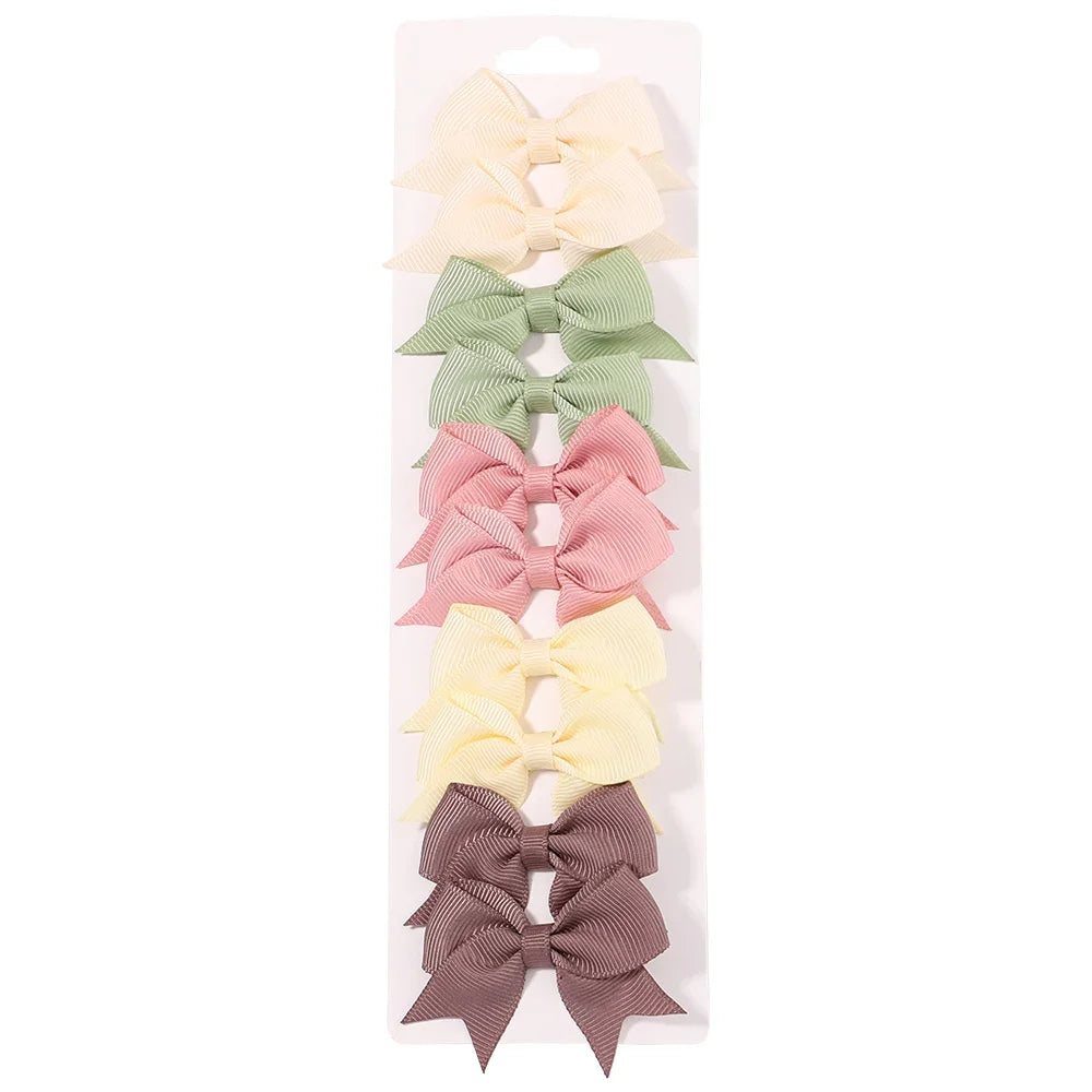 10 unids/lote de pinzas para el pelo con lazo de Color sólido para niñas, horquilla con lazo hecha a mano, Mini pasadores, accesorios para el cabello para niños