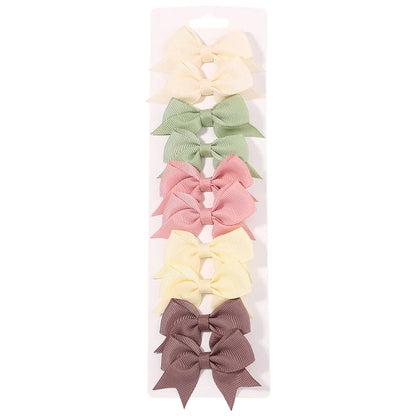 10 unids/lote de pinzas para el pelo con lazo de Color sólido para niñas, horquilla con lazo hecha a mano, Mini pasadores, accesorios para el cabello para niños