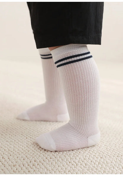 Calcetines de tubo largo para bebé, calcetines transpirables de verano para niños, medias de algodón suave para bebé, calcetines para bebés
