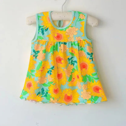 Vestido de algodón para bebé, ropa infantil de moda, estilo floral, Princesa, novedad de verano
