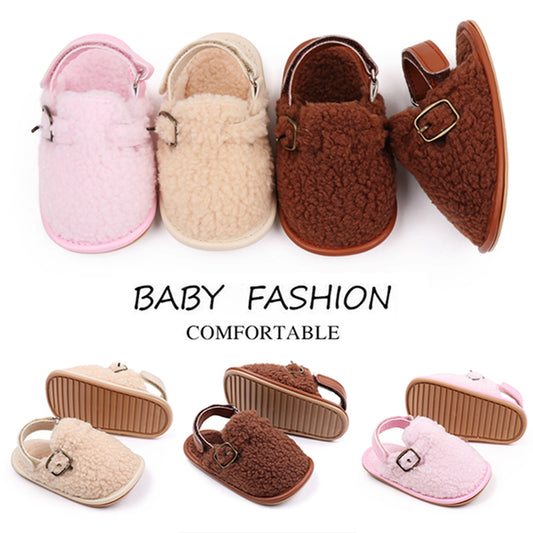 Zapatillas para bebés y niños, zapatos de interior de suela suave antideslizantes de lana Coral, zapatos para primeros pasos para niños de 0 a 18M