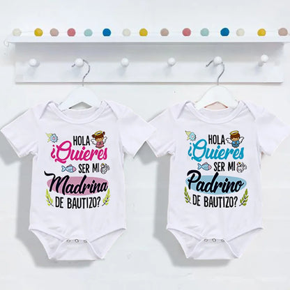 Be You Be My Godmother & Godfather-body con estampado para bebé, ropa de bautismo para Madrina Padrino, monos infantiles de verano