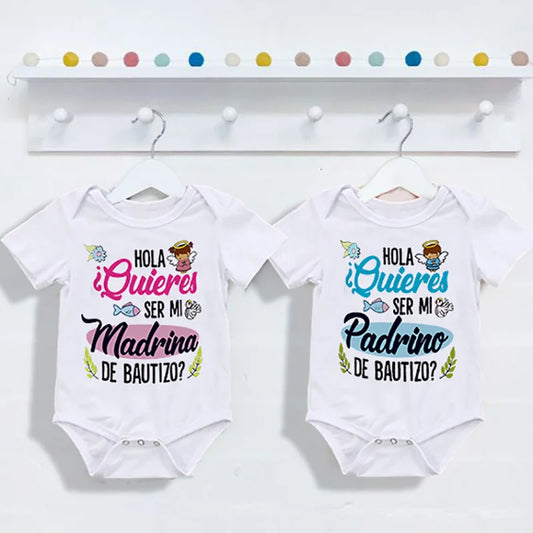 Be You Be My Godmother & Godfather-body con estampado para bebé, ropa de bautismo para Madrina Padrino, monos infantiles de verano