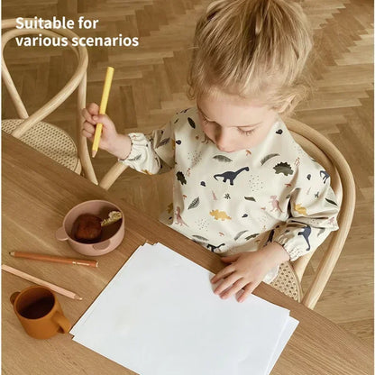 Babero suave impermeable para bebé, paño de alimentación ajustable de manga larga para niño pequeño y niña, bata de pintura, delantal para comer comida infantil