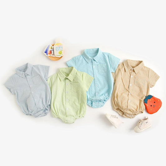 Sanlutoz, monos de verano para bebés, monos de algodón de manga corta para bebés, ropa a cuadros, monos a la moda