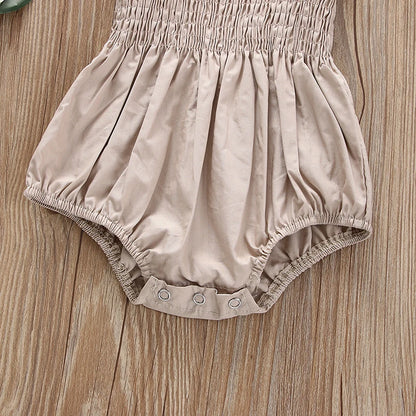 Pelele fruncido para bebé niña, ropa informal sin mangas para recién nacido con diadema, mono de verano, traje bonito para niño pequeño