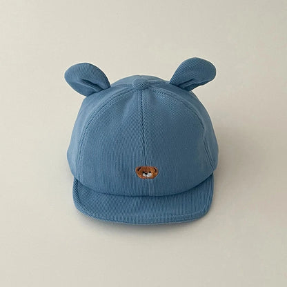 Gorra de béisbol con orejas de oso para bebé, gorro de algodón con visera, bordado bonito, ajustable, para el Sol, para verano