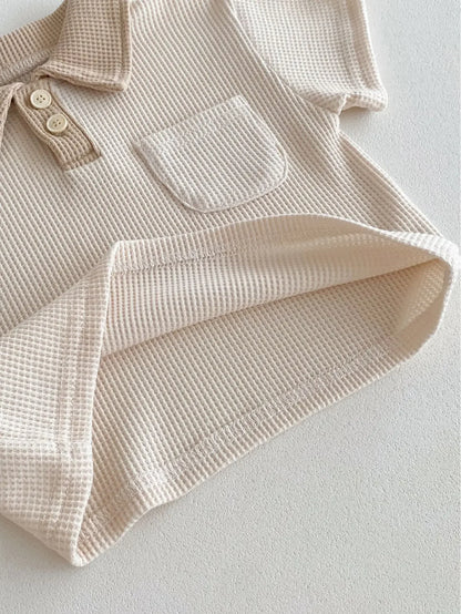 Conjunto de ropa de verano para bebé, camiseta y pantalones cortos con cuello vuelto, 2 uds., traje de chándal para niño pequeño