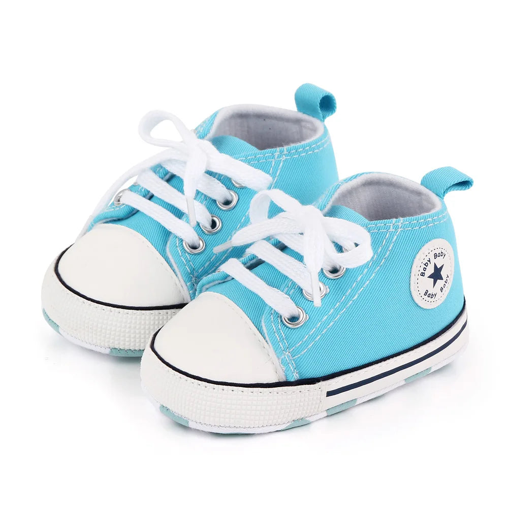 Zapatos clásicos de lona para bebé, zapatillas informales para recién nacido, primeros pasos, suela suave, antideslizante, D2486