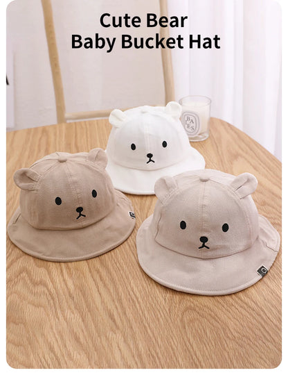 Lindo oso bebé cubo sombrero con orejas niño niña algodón niños sombrero de sol al aire libre verano niño Panamá gorra