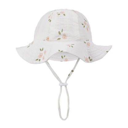 Sombreros de cubo con estampado Floral para bebé, gorros sólidos ajustables para niños y niñas, gorros con protección solar para exteriores, diademas para pesca en la playa
