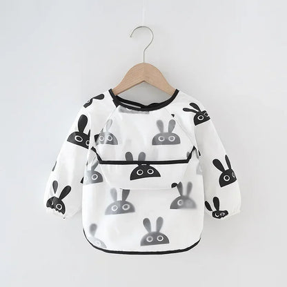 Babero suave impermeable para bebé, paño de alimentación ajustable de manga larga para niño pequeño y niña, bata de pintura, delantal para comer comida infantil