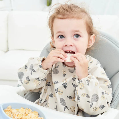 Babero suave impermeable para bebé, paño de alimentación ajustable de manga larga para niño pequeño y niña, bata de pintura, delantal para comer comida infantil