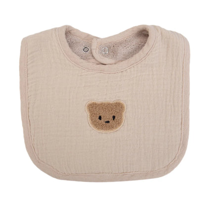 Baberos de muselina de algodón con bonito oso para bebé, toalla para Saliva, bolsillos absorbentes en U, pañuelos coreanos para niños y niñas, ropa para eructar para alimentar
