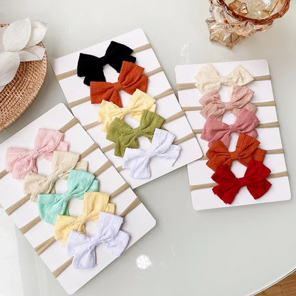 4/5/6 unids/set sombreros de Color sólido para niños bandas elásticas para el cabello para bebé cinta bonita diadema con lazo accesorios para el cabello para niñas