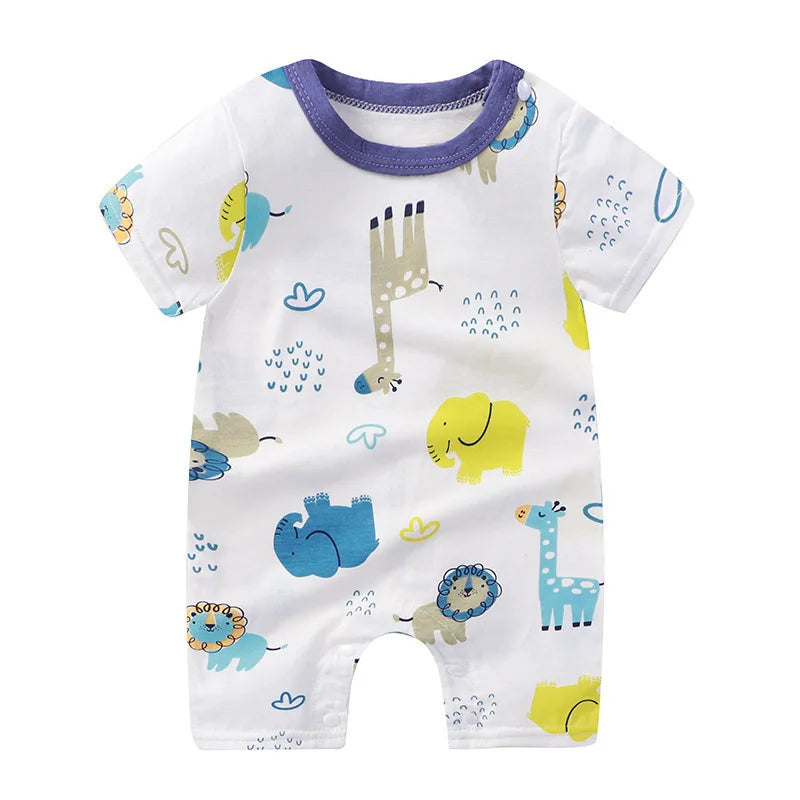 Ropa de una pieza de dibujos animados de verano para bebé, pelele de manga corta, ropa de escalada, monos para recién nacidos, mono para niño niña y niño