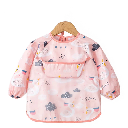 Baberos de tela para bebé, ropa de comedor impermeable, delantal de manga larga, bata de alimentación para niños, vendaje inverso para eructar, protección de pintura
