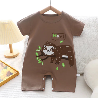 Ropa de una pieza de dibujos animados de verano para bebé, pelele de manga corta, ropa de escalada, monos para recién nacidos, mono para niño niña y niño