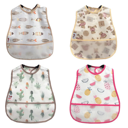Baberos de alimentación para el almuerzo con bolsillo impermeable EVA con patrón de dibujos animados, Baberos ajustables para bebés, delantal bonito para niños, paños para eructar, novedad de 2023