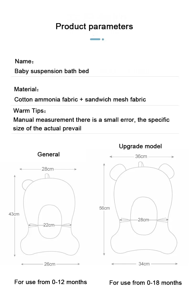 Cojín de ducha para bañera Ajustable, asiento de soporte para recién nacido, asiento de baño para bebé, almohadilla de agua flotante, almohadilla para bañera de bebé plegable portátil
