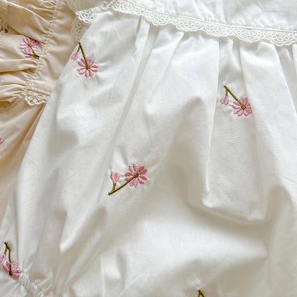 Mono para niñas recién nacidas, monos con bordado de flores de algodón y manga voladora, ropa para niñas pequeñas para verano