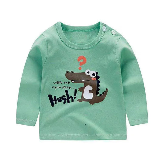 2 uds sudadera de algodón de cocodrilo de dibujos animados niños bebé jerseys de manga larga primavera otoño Top niñas camisetas ropa Casual