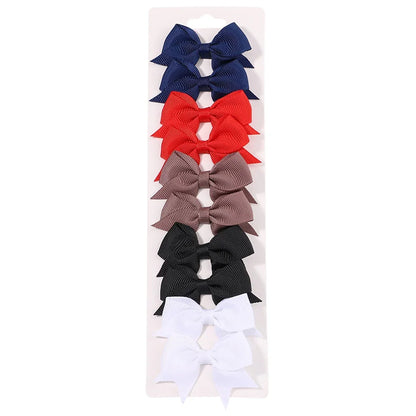 10 unids/lote de pinzas para el pelo con lazo de Color sólido para niñas, horquilla con lazo hecha a mano, Mini pasadores, accesorios para el cabello para niños
