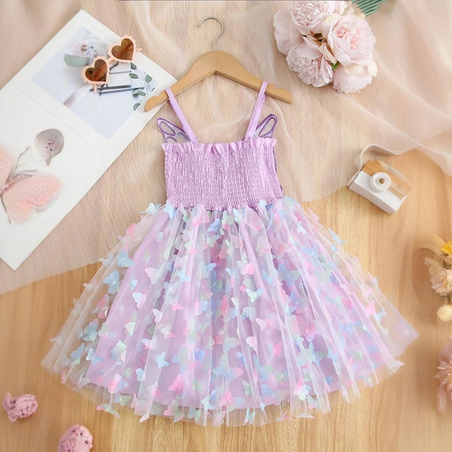 2 to 6 Yrs Girls Summer Dresses Party Fairy Princess Dress Wedding Dress Baby Girl Casual Clothes Kids Butterfly Dress for Girls