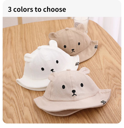 Lindo oso bebé cubo sombrero con orejas niño niña algodón niños sombrero de sol al aire libre verano niño Panamá gorra