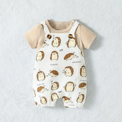 Camiseta de manga corta de verano para bebés, traje de Animal con tirantes para la moda diaria, 2 uds.