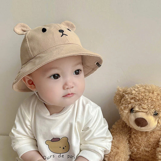 Lindo oso bebé cubo sombrero con orejas niño niña algodón niños sombrero de sol al aire libre verano niño Panamá gorra