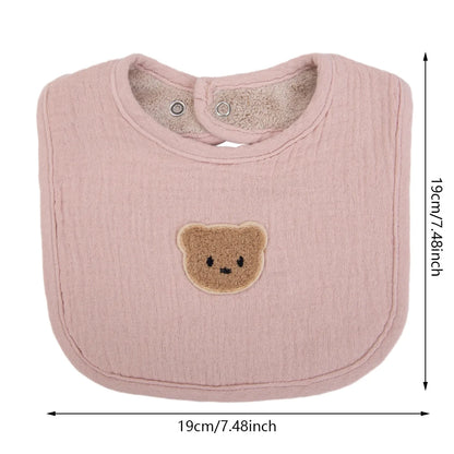 Baberos de muselina de algodón con bonito oso para bebé, toalla para Saliva, bolsillos absorbentes en U, pañuelos coreanos para niños y niñas, ropa para eructar para alimentar