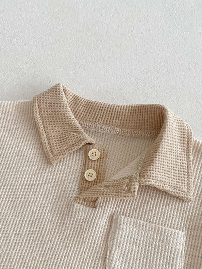 Conjunto de ropa de verano para bebé, camiseta y pantalones cortos con cuello vuelto, 2 uds., traje de chándal para niño pequeño