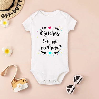 Be You Be My Godmother & Godfather-body con estampado para bebé, ropa de bautismo para Madrina Padrino, monos infantiles de verano