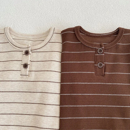 Conjunto de ropa de verano para bebés, camiseta a rayas y bombachos, traje superior de manga corta para niños pequeños, 2 uds.