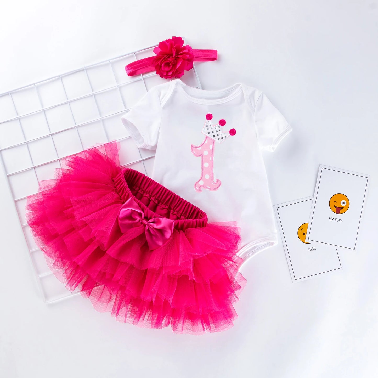 Tutu Baby Birthday Set Short Sleeve Romper Pettiskirt Girls 3 Pcs Clothing Sets New Summer Style