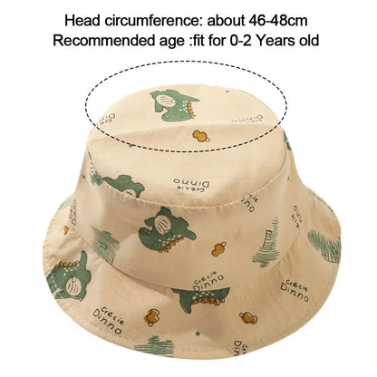 Anti-UV varios colores niños pescador sombrero dinosaurio poliéster cubo sombrero niños gorra niños niños
