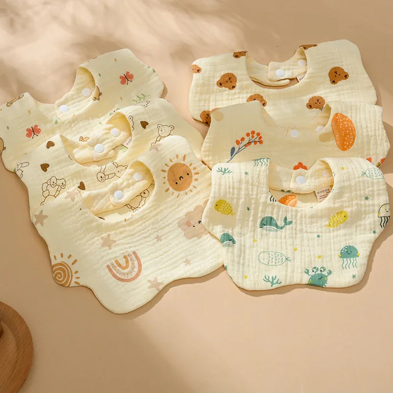 Babero de gasa de algodón para bebé, accesorios para bebés, delantal para bebé recién nacido, babero para alimentar, paños para eructar de muselina de 6 capas, toalla para Saliva para niños recién nacidos