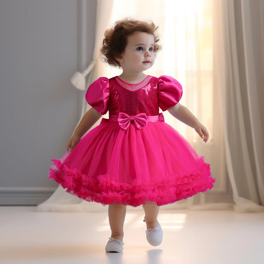 Vestido de niña recién nacida, vestidos de fiesta para niñas de 1 año, vestido de princesa de cumpleaños, vestido de bautizo con mangas peludas de verano, ropa de bebé