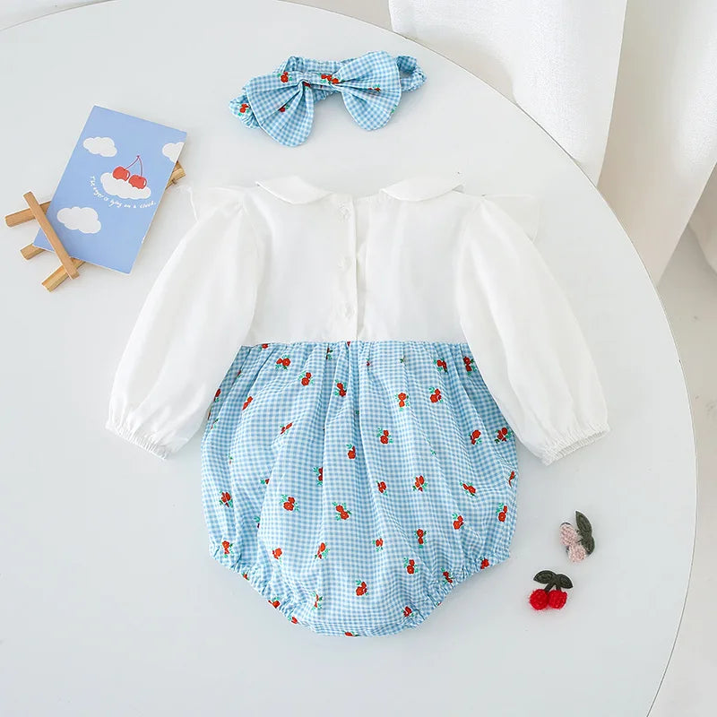 2024 Baby Girls Autumn Clothes Newborn Long Sleeve Bodysuit Toddler Plaid  Rompers Infant Clothing Children Cotton Cute Overalls