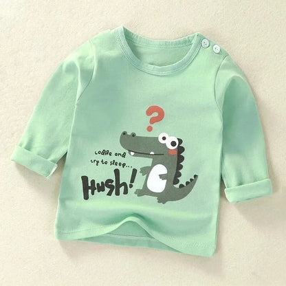 2 uds sudadera de algodón de cocodrilo de dibujos animados niños bebé jerseys de manga larga primavera otoño Top niñas camisetas ropa Casual