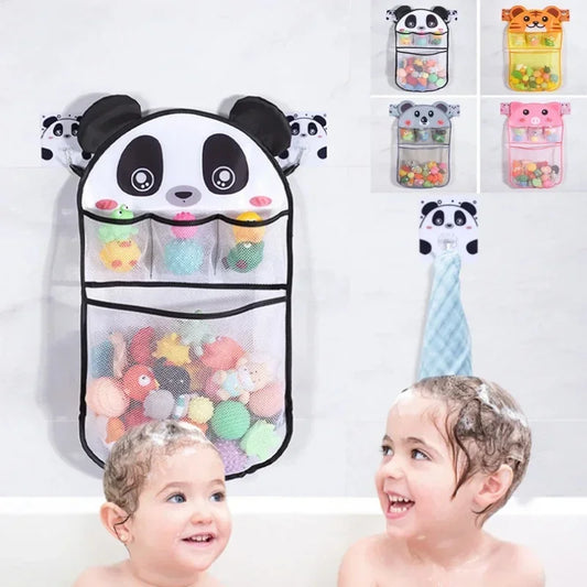 Cesta colgante de ducha de animales de dibujos animados, bolsa de malla bonita, organizador de almacenamiento para el baño, soporte para niños, bolsa de red para juguetes de agua para baño de bebé