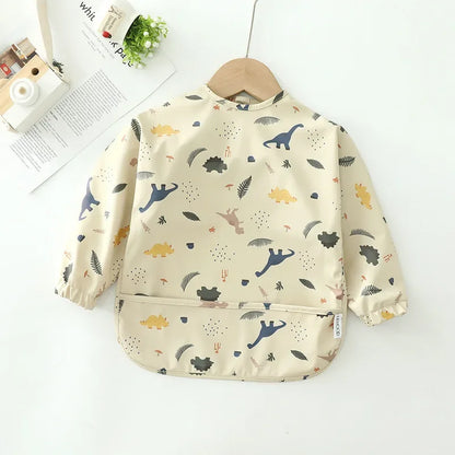Babero suave impermeable para bebé, paño de alimentación ajustable de manga larga para niño pequeño y niña, bata de pintura, delantal para comer comida infantil