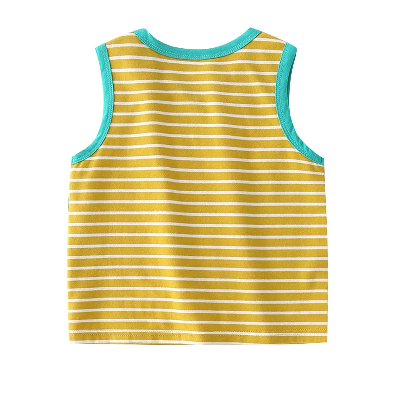 Conjunto de 2 piezas de chaleco y pantalones cortos transpirables de algodón para niños y niñas, chándal de verano con estampado de dibujos animados, ropa informal, traje de 1 a 6 años