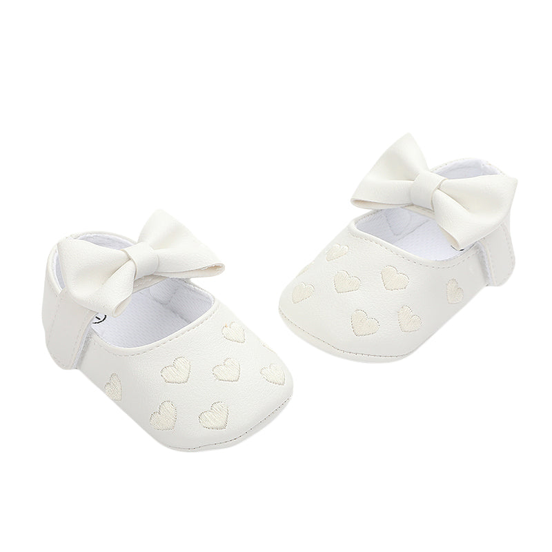 Pudcoco-zapatos planos de piel sintética para niñas, mocasines bonitos con decoración de lazo de corazón, suela suave, antideslizantes, de verano