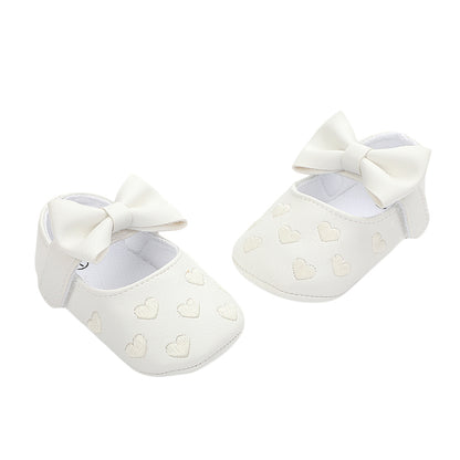 Pudcoco-zapatos planos de piel sintética para niñas, mocasines bonitos con decoración de lazo de corazón, suela suave, antideslizantes, de verano