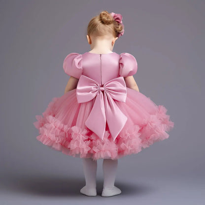 Vestido de niña recién nacida, vestidos de fiesta para niñas de 1 año, vestido de princesa de cumpleaños, vestido de bautizo con mangas peludas de verano, ropa de bebé