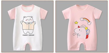 Ropa de una pieza de dibujos animados de verano para bebé, pelele de manga corta, ropa de escalada, monos para recién nacidos, mono para niño niña y niño